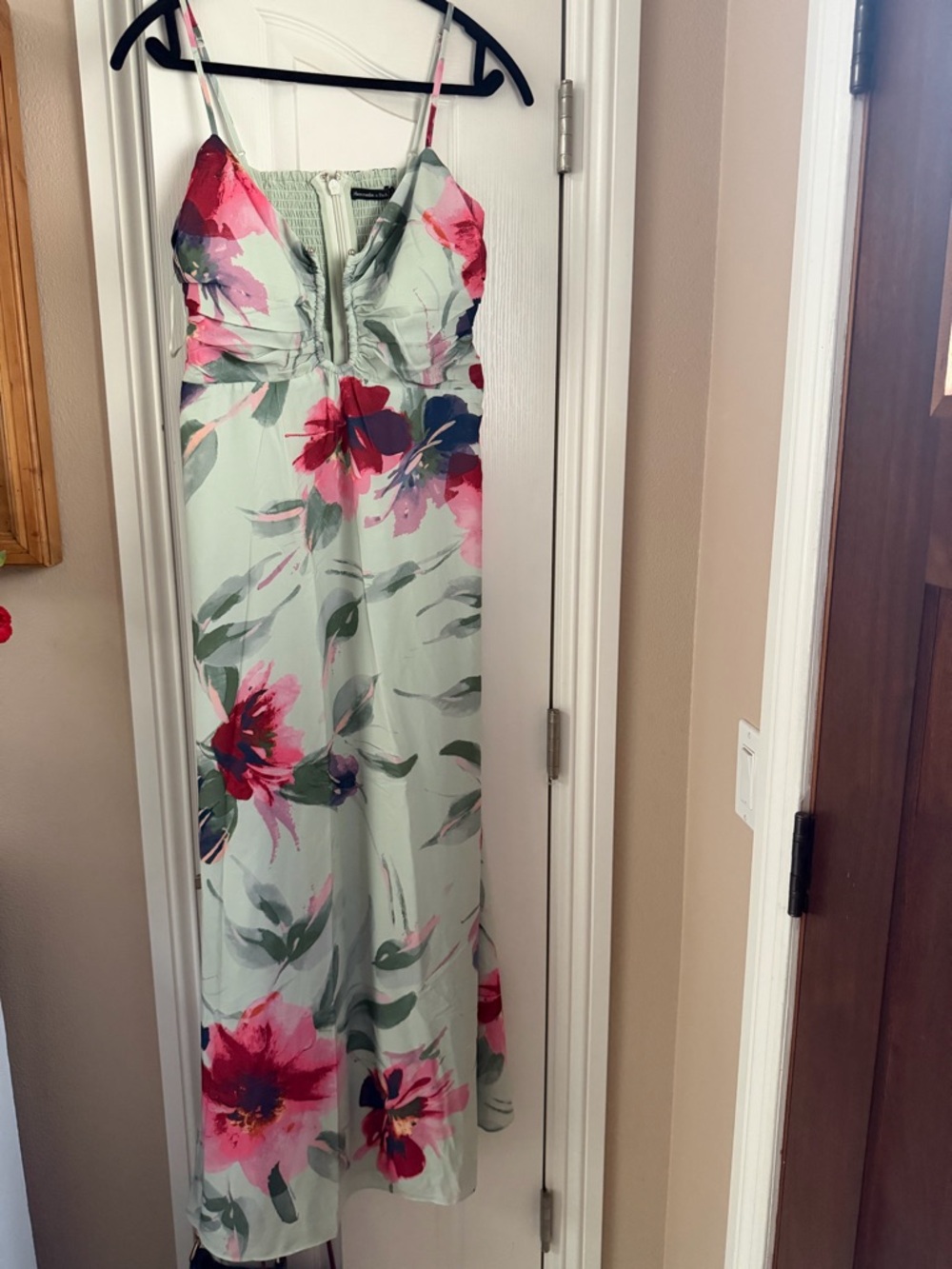 Abercrombie & Fitch Mint Floral Dress with Pink & Red Blooms